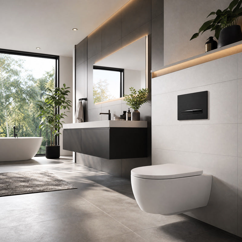 Geberit Sigma50 Toilet Button 115.671.QD.2 Fingerprint Resistant for Concealed Cistern 246x164x15mm - Brushed Black Chrome
