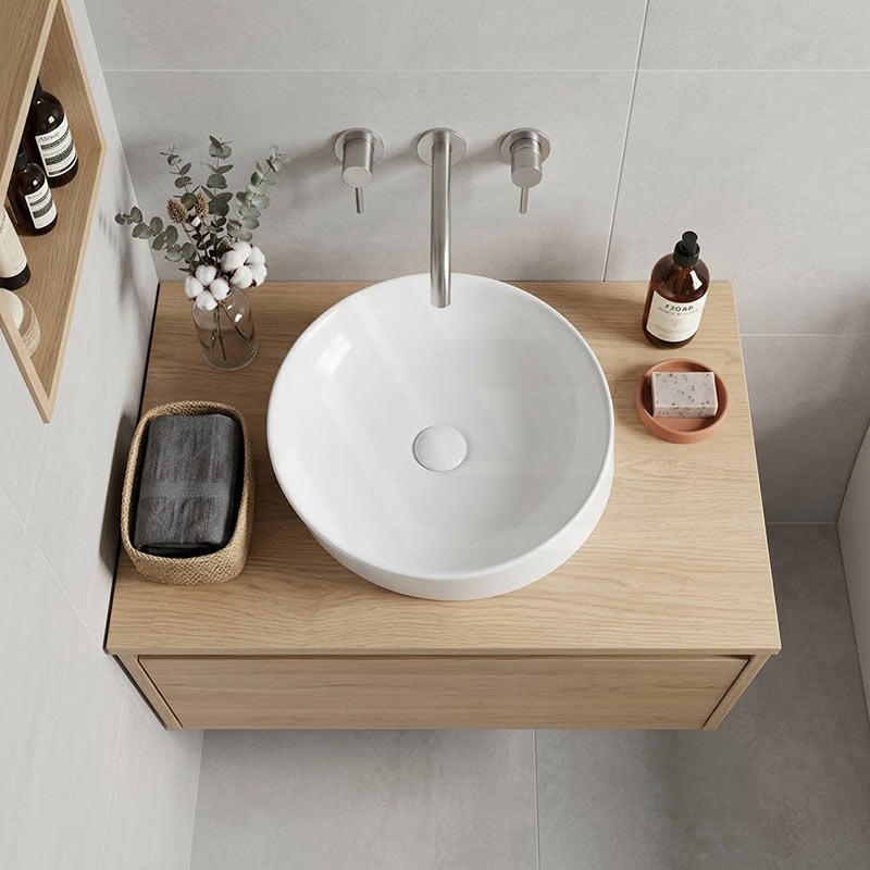 Round Above Counter Ceramic Basin Counter Top 400x440x100mm - Gloss White