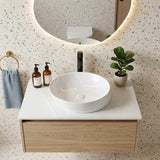 Round Above Counter Ceramic Basin Counter Top 400x440x100mm - Gloss White
