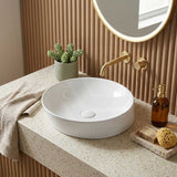 Round Above Counter Ceramic Basin Counter Top 400x440x100mm - Gloss White