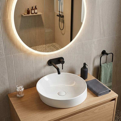Round Above Counter Ceramic Basin Counter Top 400x440x100mm - Gloss White