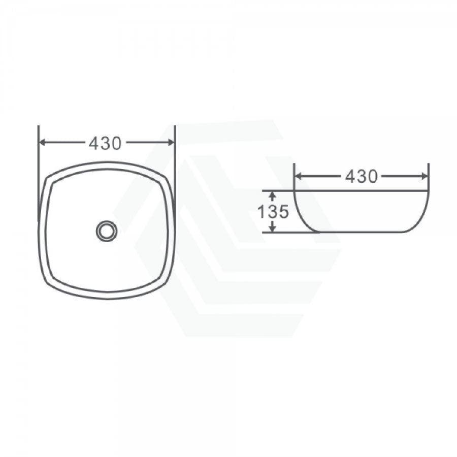 Above Counter Ceramic Basin Special Shape 430x430x135mm - Gloss White