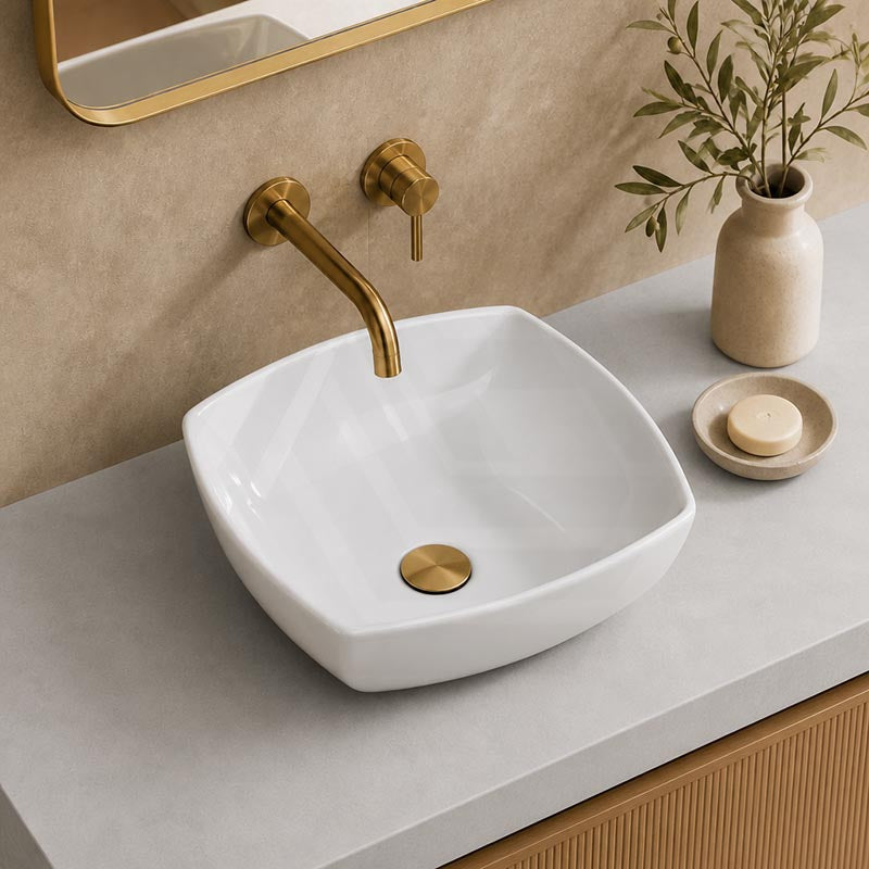 Above Counter Ceramic Basin Special Shape 430x430x135mm - Gloss White