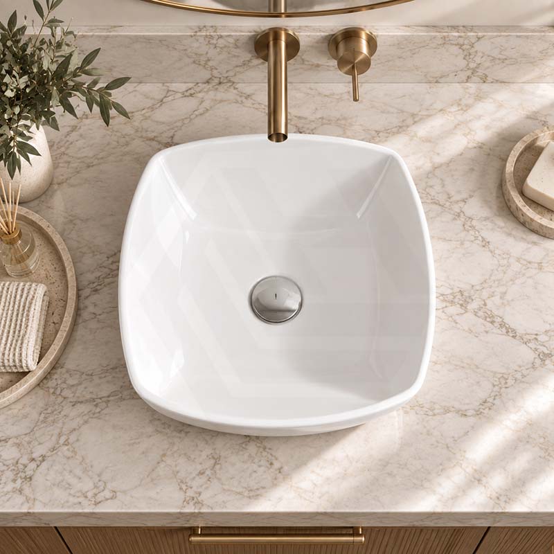Above Counter Ceramic Basin Special Shape 430x430x135mm - Gloss White
