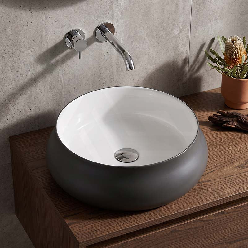 Round Above Counter Ceramic Counter Top Basin 400x400x150mm - Nero Grey
