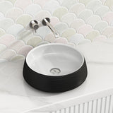 410x410x140mm Round Matt Black & White Above Counter Basin Counter Top
