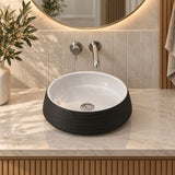 Round Above Counter Top Ceramic Basin 410x410x140mm - Matt Black & White