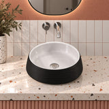 Round Above Counter Top Ceramic Basin 410x410x140mm - Matt Black & White
