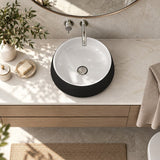 Round Above Counter Top Ceramic Basin 410x410x140mm - Matt Black & White