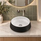 Round Above Counter Top Ceramic Basin 410x410x140mm - Matt Black & White