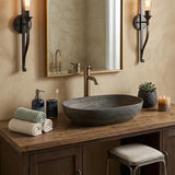 Oval Above Counter Ceramic Basin Art Basin 585x400x125mm - Natura Oak