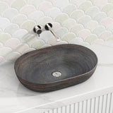 585x400x125mm Oval Natura Oak Above Counter Ceramic Basin Art Basin