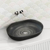 585x400x125mm Oval Tornado Black Above Counter Ceramic Basin Art Basin