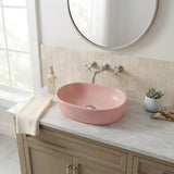 Oval Above Counter Ceramic Basin Counter Top 470x340x130mm - Matt Pink