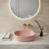 Oval Above Counter Ceramic Basin Counter Top 470x340x130mm - Matt Pink