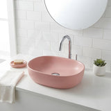 Oval Above Counter Ceramic Basin Counter Top 470x340x130mm - Matt Pink