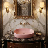 Oval Above Counter Ceramic Basin Counter Top 470x340x130mm - Matt Pink