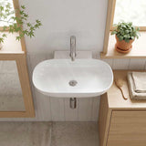 Wall Hung Ceramic Oval Basin With Tap Hole 560x400x125mm - Gloss White