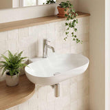 Wall Hung Ceramic Oval Basin With Tap Hole 560x400x125mm - Gloss White