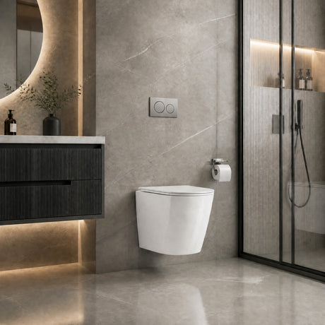 ZARA Rimless Wall Hung Toilet Pan Only with VORTEX Flushing Technology - Gloss White