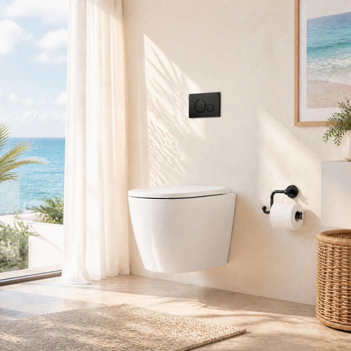 ZARA Rimless Wall Hung Toilet Pan Only with VORTEX Flushing Technology - Gloss White