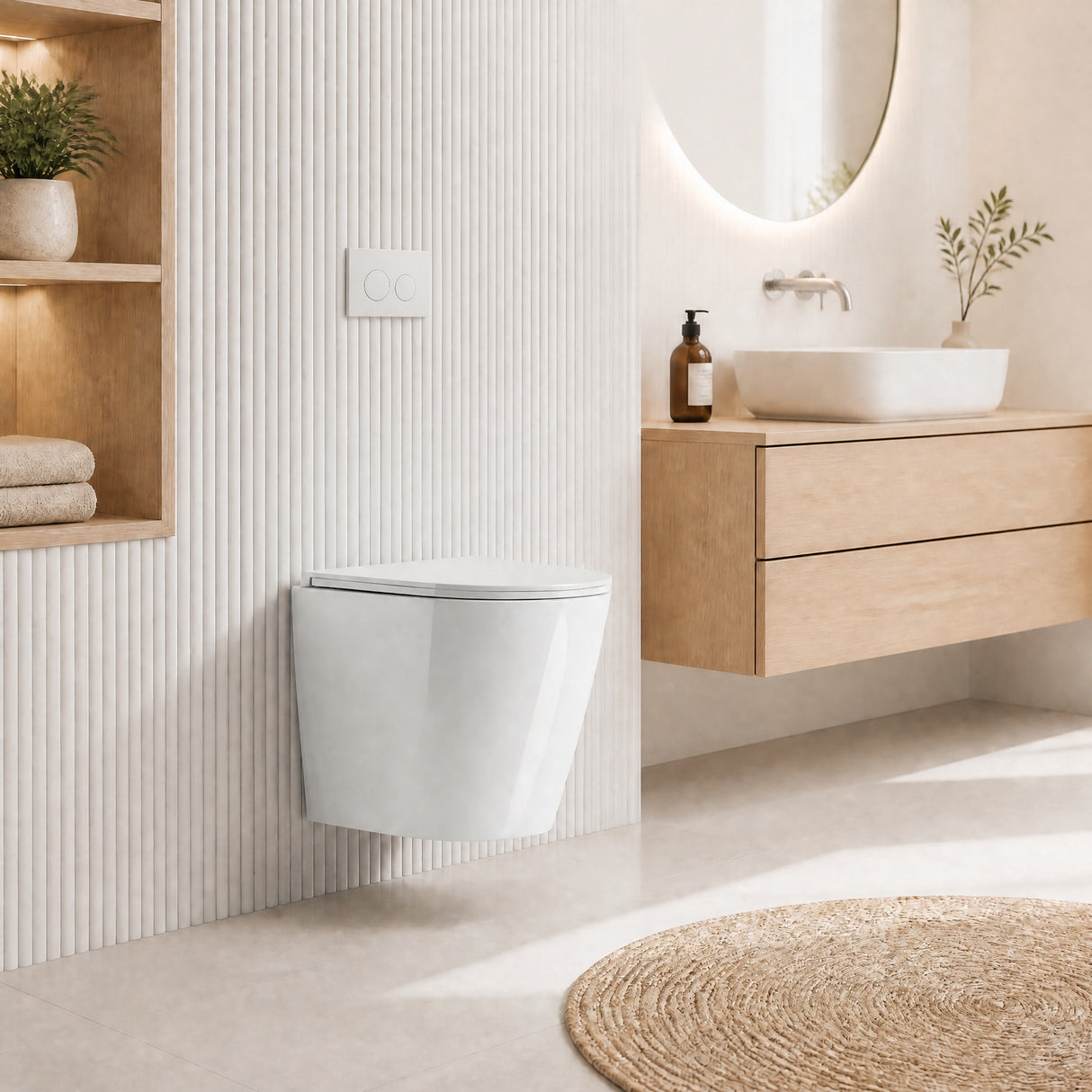 ZARA Rimless Wall Hung Toilet Pan Only with VORTEX Flushing Technology - Gloss White