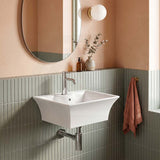 Zento Rectangle Ceramic Wall Hung Basin with Tap Hole 495x415x190mm - Gloss White