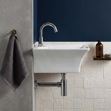 Zento Rectangle Ceramic Wall Hung Basin with Tap Hole 495x415x190mm - Gloss White