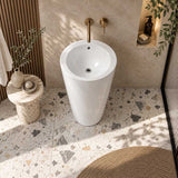 Freestanding Ceramic Basin With Tap Hole 550x515x850mm - Gloss White