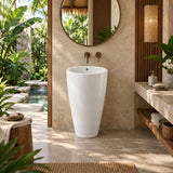 Freestanding Ceramic Basin With Tap Hole 550x515x850mm - Gloss White