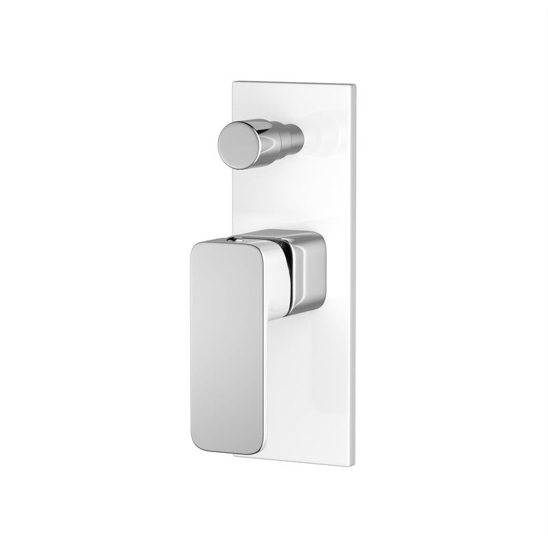 Seto Solid Brass White & Chrome Bath/Shower Wall Mixer with Diverter