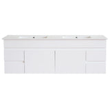 600-1500Mm Bathroom Premium Pvc Floating Vanity Wall Hung White Cabinet 750Mm-Right Drawers