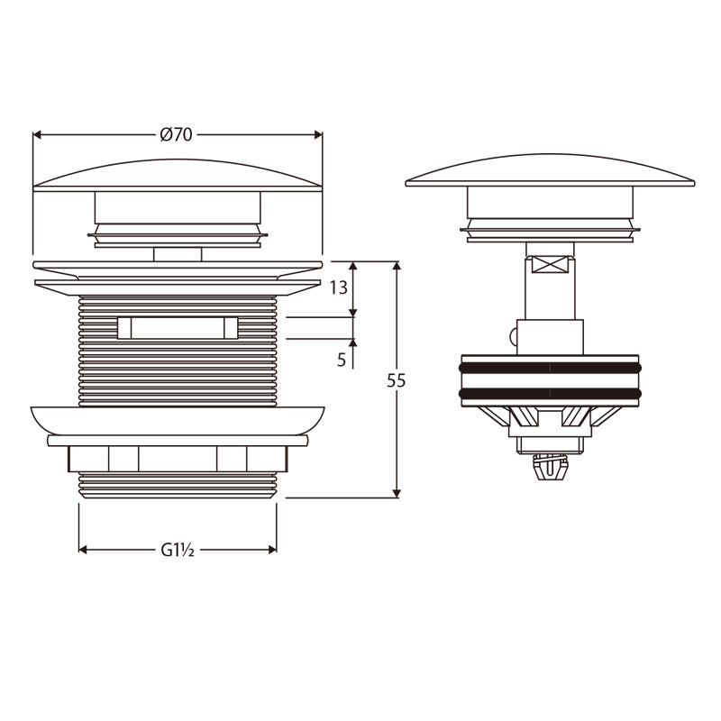 Fienza Pull-Out/Pop-Up 40mm Bath Waste with Overflow Colours Available