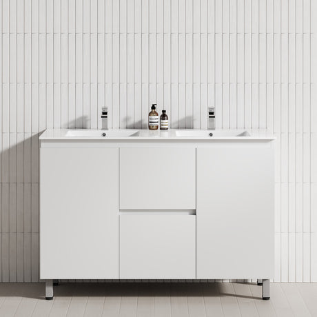 1200mm Double Bowls Freestanding Vanity Gloss White
