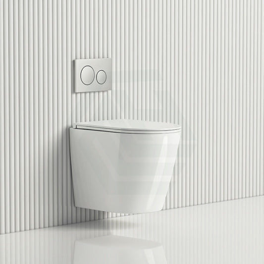 Zara Rimless Wall Hung Toilet Pan With Geberit Framed Inwall Concealed Cistern Sigma8 - F Push