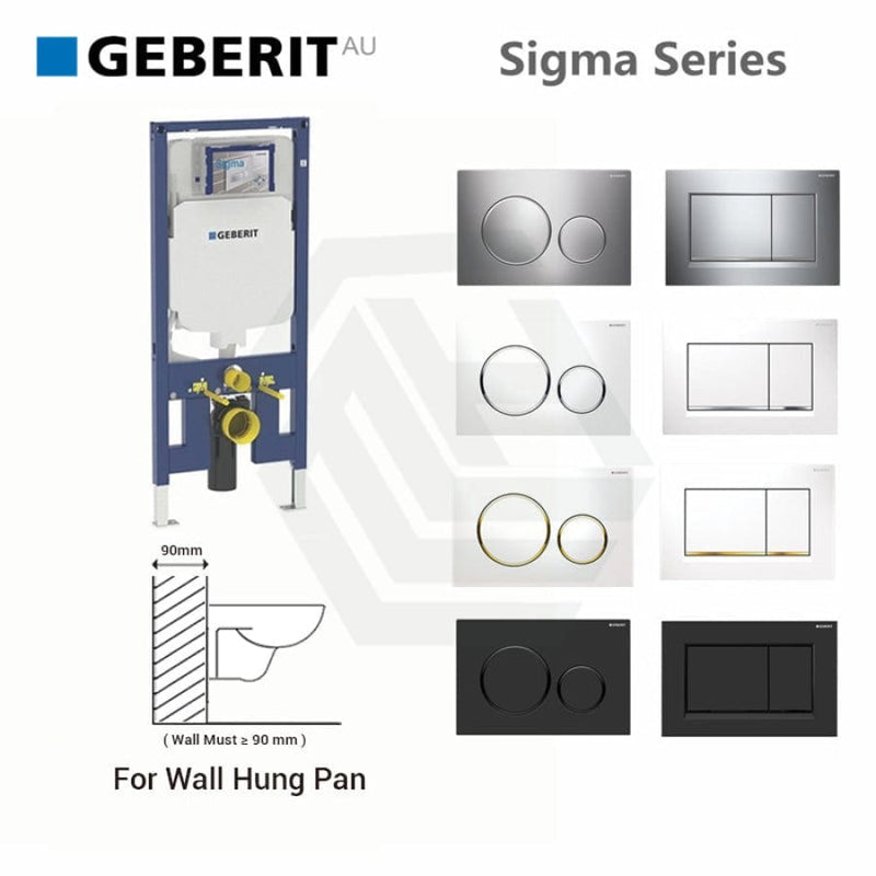 Zara Rimless Wall Hung Toilet Pan With Geberit Frameless Inwall Concealed Cistern Sigma8 Push