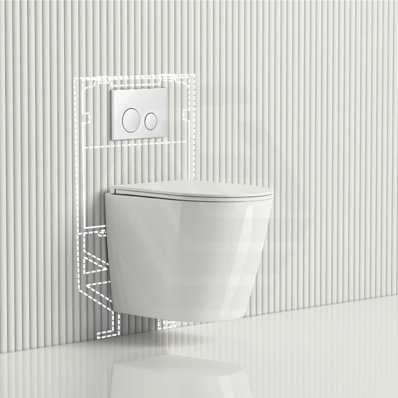 Zara Rimless Wall Hung Toilet Pan With Inwall Cistern Flush Button Suites