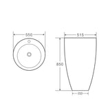 550X515X850Mm Freestanding Ceramic Basin Floor Mounted With Tap Hole Basins