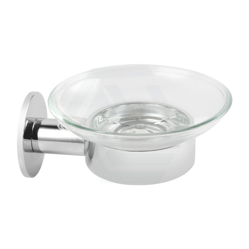 Soap Dish Holder Glass Self Adhesive Chrome