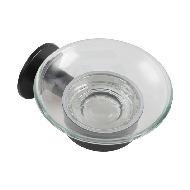 Zevi Self Adhesive Matt Black Glass Soap Dish Holder Wall Mounted Drill Free