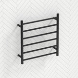 620X600X120Mm Round Black Electric Heated Towel Rack 6 Bars Stainless Steel Rails