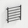 620X600X120Mm Round Black Electric Heated Towel Rack 6 Bars Stainless Steel Rails