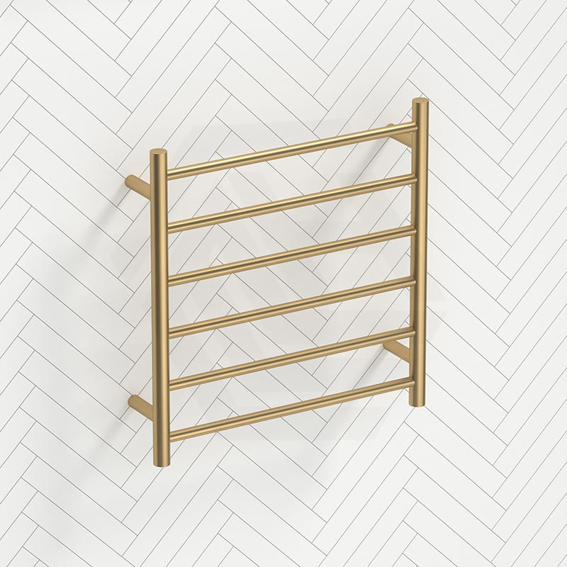 G#1(Gold) 620X600X120Mm Round Brushed Gold Electric Heated Towel Rack 6 Bars Stainless Steel Rails