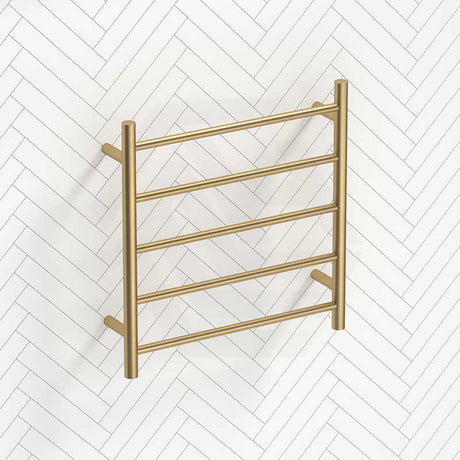 G#1(Gold) 620X600X120Mm Round Brushed Gold Electric Heated Towel Rack 6 Bars Stainless Steel Rails