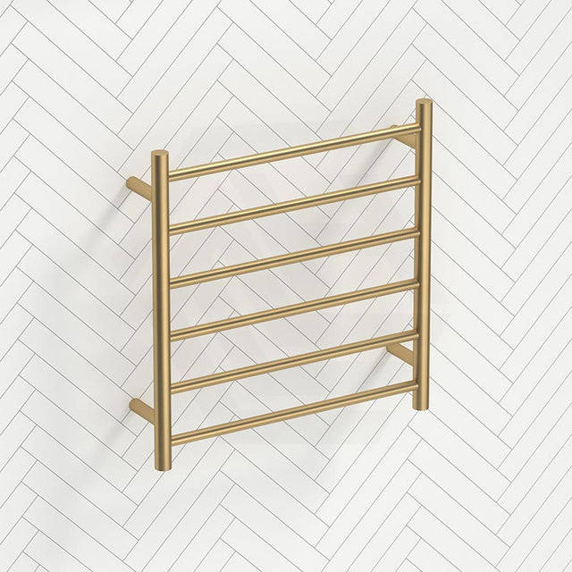 G#1(Gold) 620X600X120Mm Round Brushed Gold Electric Heated Towel Rack 6 Bars Stainless Steel Rails