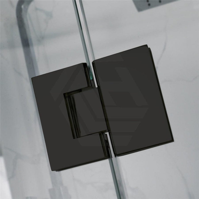 685-995Mm Wall To Shower Screen Hinge And Door Panel Matt Black Fittings Frameless 10Mm Glass