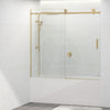 1450-1800X1600Mm Bathtub Sliding Shower Screen Wall To Frameless Square Handle Brushed Gold Screens