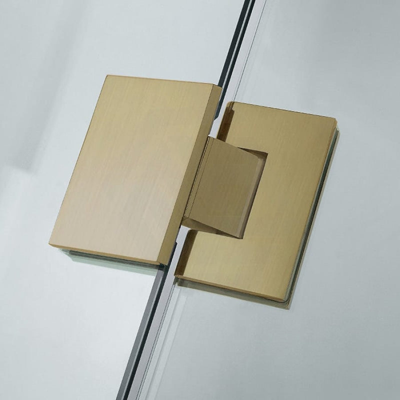 685-995Mm Wall To Shower Screen Hinge And Door Panel Brushed Gold Fittings Frameless 10Mm Glass