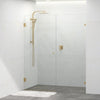 Tempered Glass Frameless Shower Screen Wall To Wall 2 Panels Pivot 940-1425mm Brushed Gold