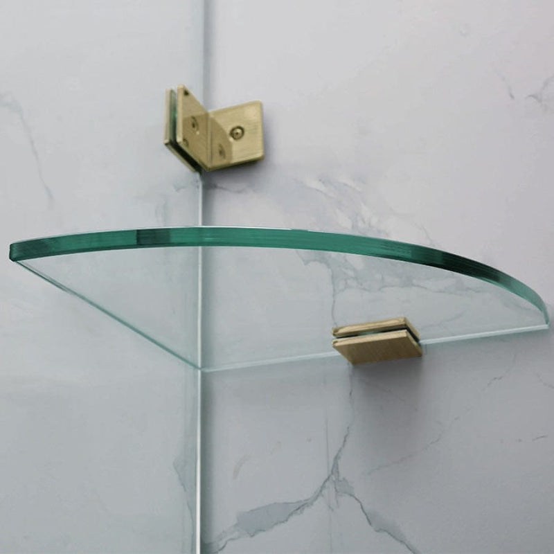 940-1425Mm Frameless Wall To Shower Screen Door Hung With Fix Panel In Brushed Gold Fittings 10Mm